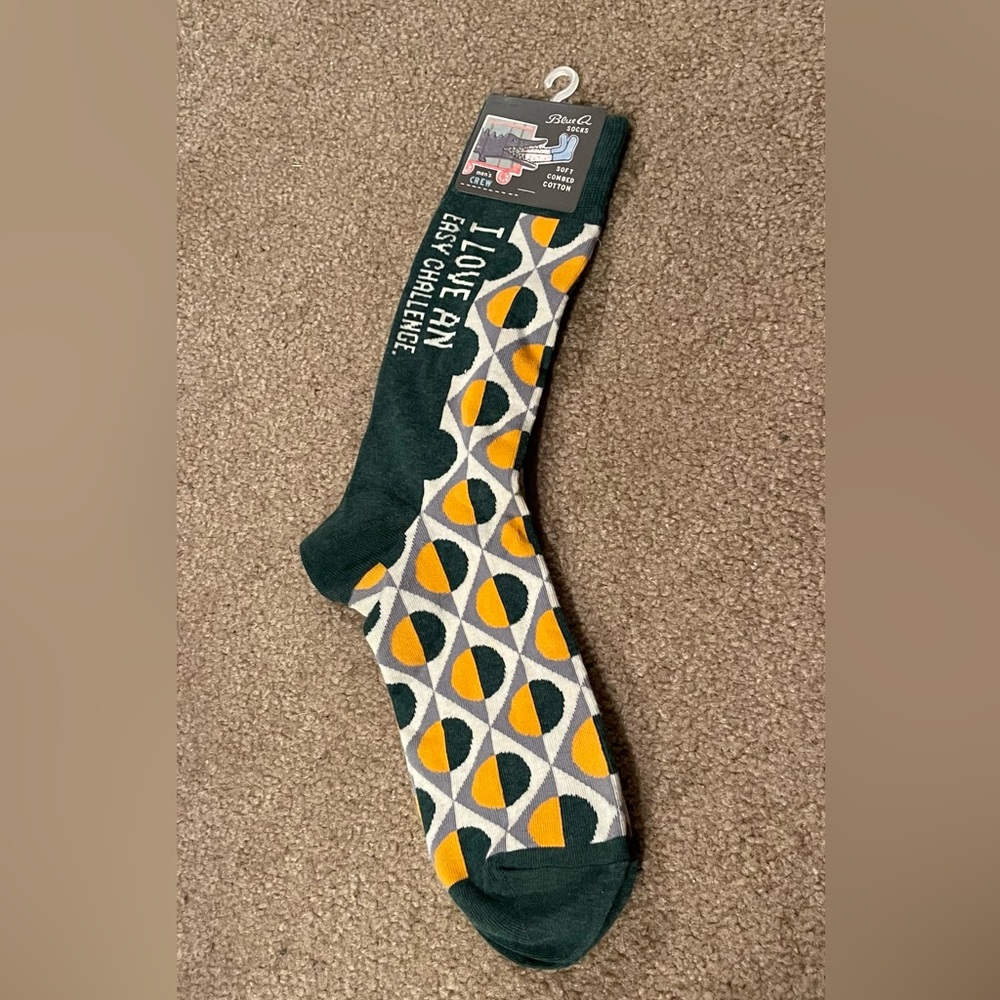 Blue Q Men's Crew Socks - Fun Pattern - NEW